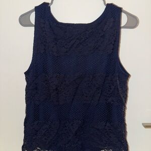 LOFT Navy Lace Tank Top